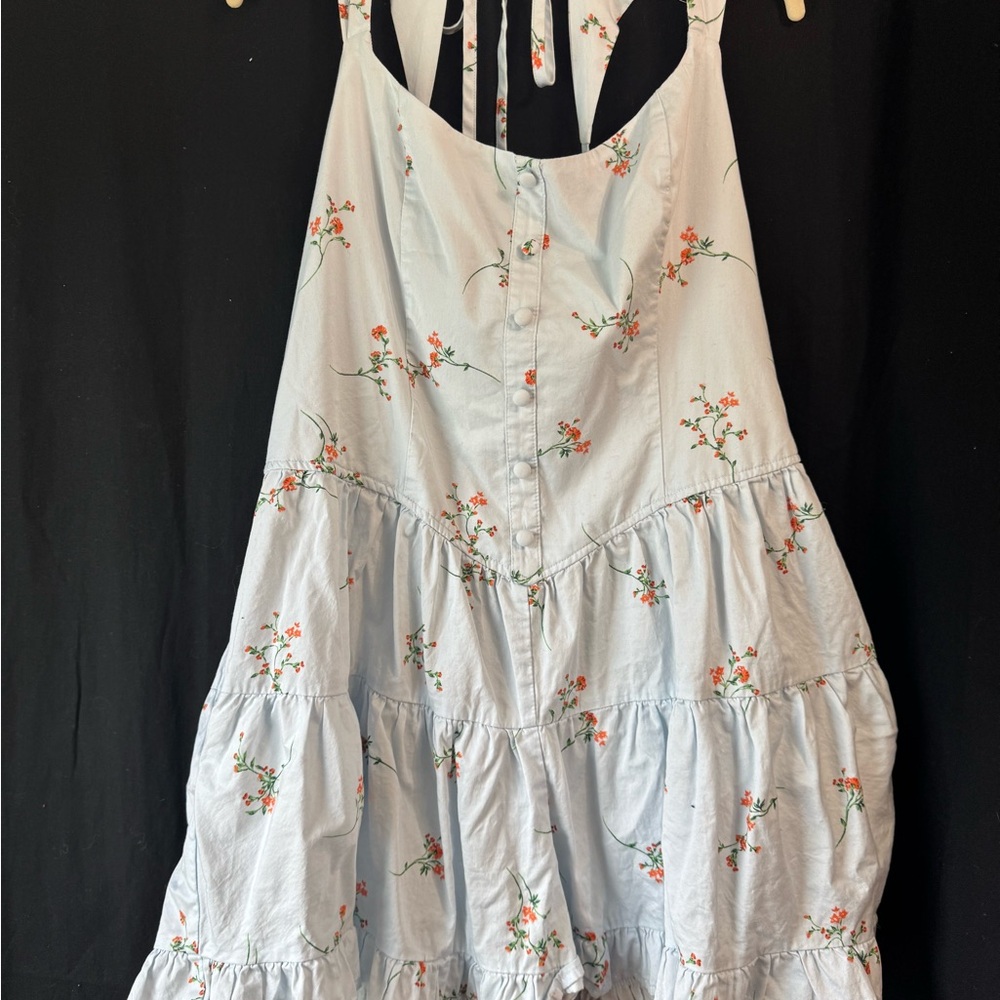 Light Blue Floral Tiered Romper
